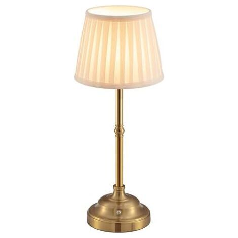 Pair Lampe de table LED sans fil à intensité variable - Lampe de chevet rétro - Batterie - 4000 mAh - Convient pour l'intérieur, l'extérieur, le bar, le salon (abat-jour doré + beige) (1/5)