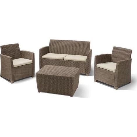 SET KETER MIA LOUNGE SALOTTINO DA GIARDINO 4 PEZZI IN RATTAN CAPPUCCINO (01242) (1/5)