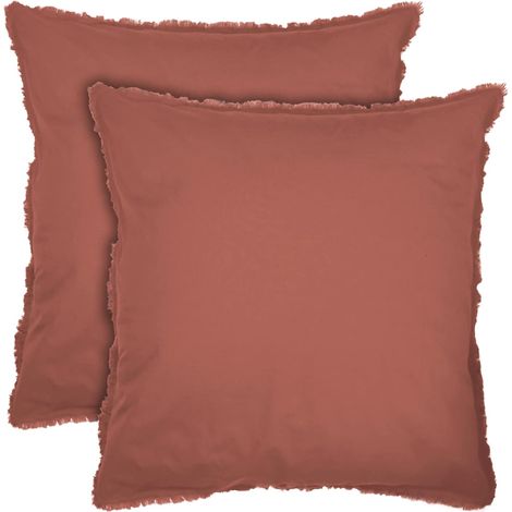 Lot de 2 taies d'oreiller Coton LAVÉ à Franges 100% Coton (1/5)