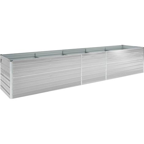 Fioriera rialzata piante fiori giardino acciaio zincato 400 x 80 x 45 cm grigio 020001116