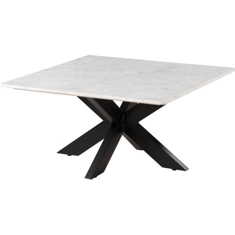 Tavolino da salotto in marmo bianco - gambe incrociate in ferro nero 137x137 BARCELONA 316