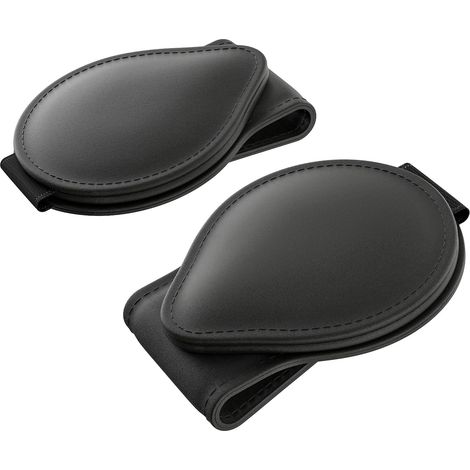 Porte-lunettes de soleil pour pare-soleil de voiture, lot de 2, en cuir PU, magnétique, accessoire pour pare-soleil compatible avec tous les modèles de voiture, noir. (1/5)