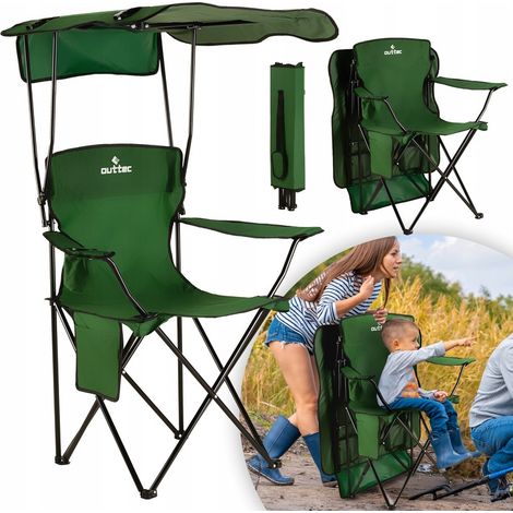Silla plegable de camping y pesca con respaldo y toldo. (1/5)