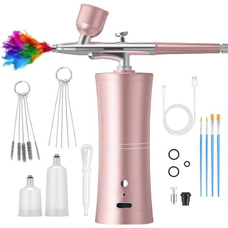 aérographe transportable rechargeable avec buse Kit aérographe avec compresseur pistolet aérographe (1/5)