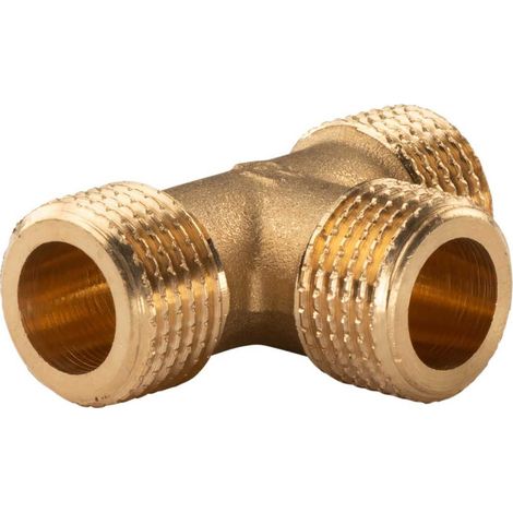 Messing Gewinde-Fitting T-Stück 1/2"AG - 1/2"AG - 1/2"AG (DN15) - schwere Ausführung