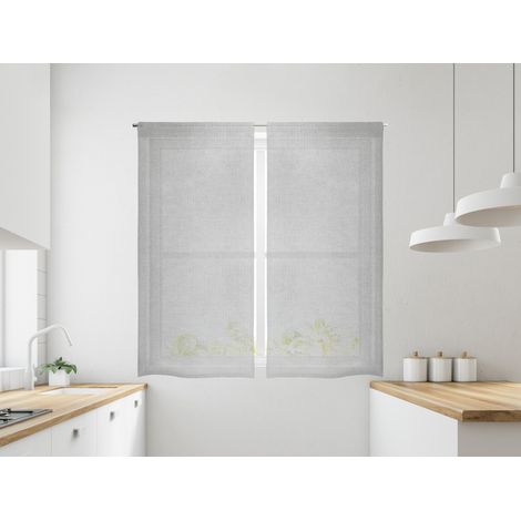 Coppia Tendine Tende A Vetro Glitter Brillantinate Semitrasparenti Finestre Porta Finestra Cucina Bagno 60 x 150 Cm o 60 x 240 Cm Mod Dominique Grigio - 60x150cm (1/4)