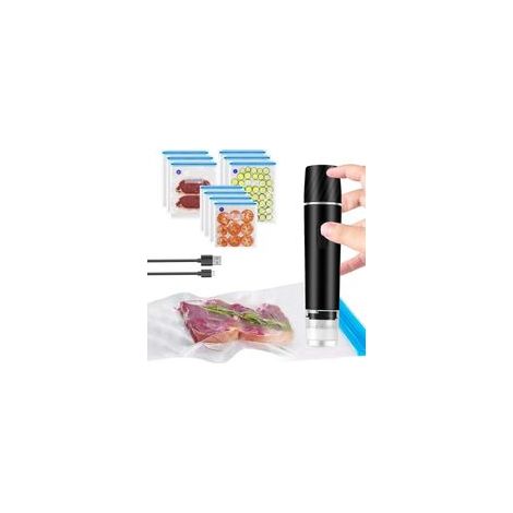 Machine de mise sous vide portable pour aliments, mini machine de mise sous vide électrique rechargeable avec 10 sacs de mise sous vide réutilisables pour la conservation. (1/4)