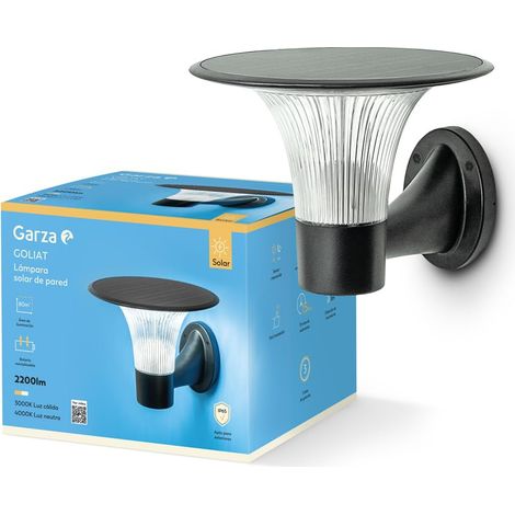 Applique murale solaire LED d'extérieur 2200lm, 360º, effet étoile - détecteur de mouvement, 2 tons (3000K/4000K), IP65, couverture 80m², fixation murale. (1/5)