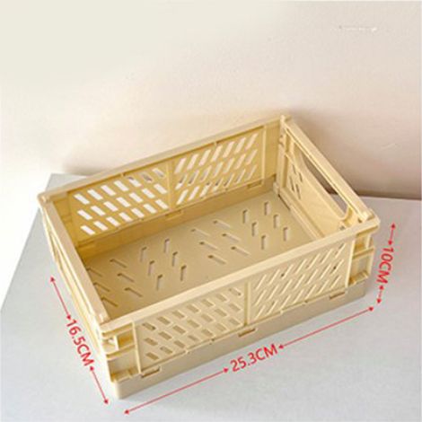 Boîte de rangement minimaliste et pliable en plastique pour organiser le bureau des étudiants, ranger le matériel de journal intime, le ruban adhésif washi, la papeterie et les produits de soin de la (1/5)