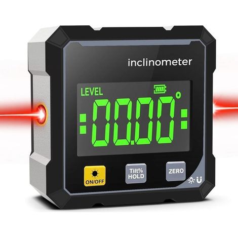 Rapporteur d'Angle Numérique avec Laser - Jauge d'Angle Magnétique 2 Côtés et Écran LCD - Niveau Numérique et Inclinomètre - Inclinomètre Étanche - Outil de Mesure pour Menuiserie