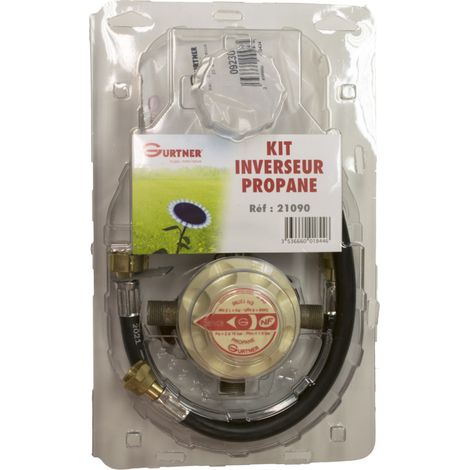 Propangas-Kit mit 2 Flaschen – Umsteller-Drosselventil, Begrenzung, 6 kg/h, 1,5 bar