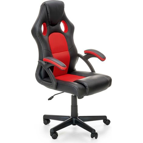 Silla de oficina Houston 1340, Rojo + Negro, 108x62x63cm, Con ruedas, Con reposabrazos, Mecanismo de la silla: Inclinación