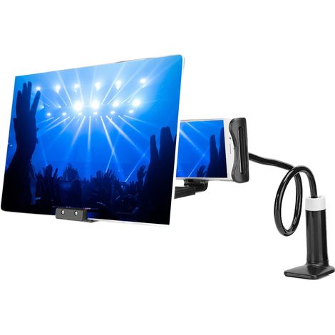 Support téléphone ajustable avec amplificateur d'écran 12 pouces, support magnifiant pour smartphone, type attelle noir (1/5)