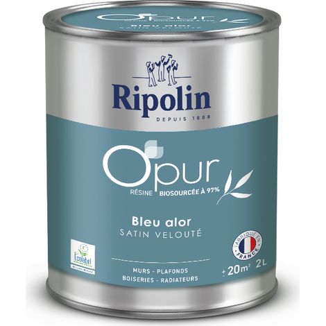 Peinture Couleur à base de résine biosourcée à 97% - Satin - 2L - Bleu Alor - Ripolin (1/5)