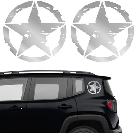 2 Unités Autocollant Étoile Militaire Argent PVC 15cm Décoration Voiture Moto 4x4