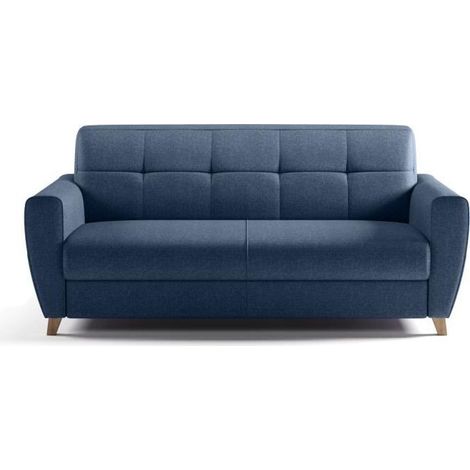Canapé convertible express 3 places SKY - Tissu Bleu - 192 x 100 x 88 cm (1/5)