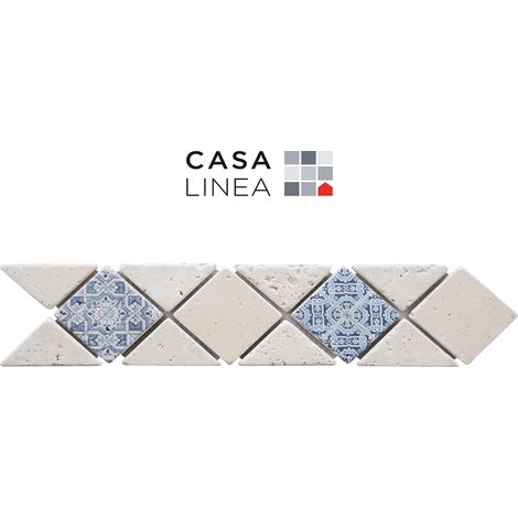 LISTEL RENAISSANCE DIAGONAL DECOR BLUE 1 PIÈCE 6.5 X 32 CM CASA LINEA