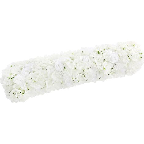 Rangée de fleurs artificielles 1 m, fleurs en soie, hortensias, décor mural, fleurs artificielles pour cadeau, arche de mariage, décoration de jardin (blanc) (1/5)