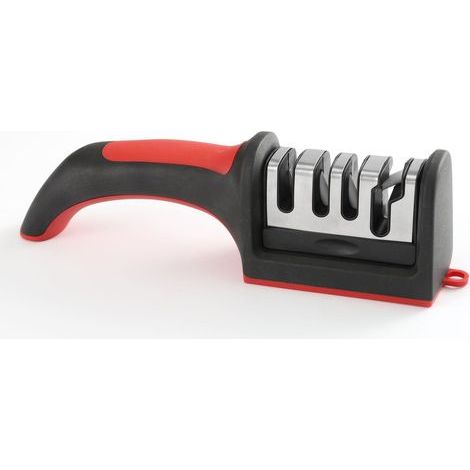Affilacoltelli rosso, affilacoltelli e forbici portatile e veloce, affilacoltelli multifunzionale per uso domestico. (1/5)