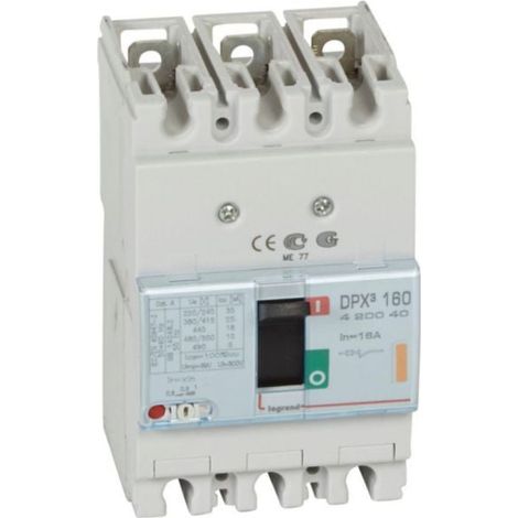 Disjoncteur magnétothermique DPX³160 pouvoir de coupure 25kA 400V - 3P - 16A - LEGRAND