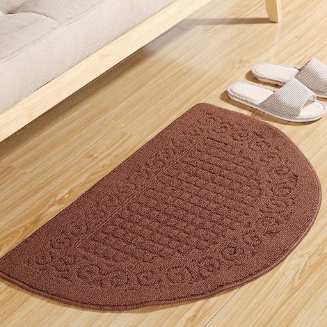 Paillasson semi-circulaire antidérapant pour entrée, tapis de sol domestique 48x78cm, brun foncé, usage salle de bain, paillasson d'accueil, vente directe usine. (1/4)