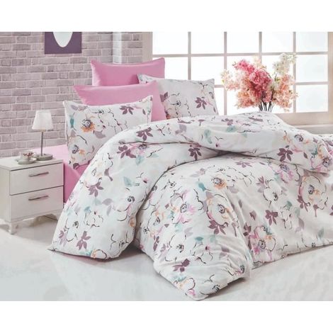Bettwäsche - 1 Bettdeckenbezug 220 x 240 cm + 2 Kissenbezüge 60 x 60 cm - 100% verstärkter Baumwolle - Weiß