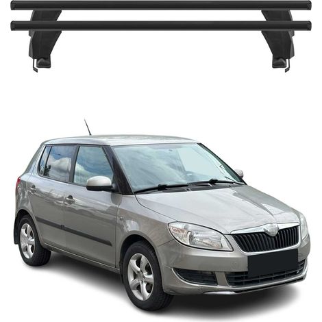 OMAC Dachträger Querträger Alu für Skoda Fabia II 2007-2014 – Abschließbar – T-Nut – City-Crash-getestet – Max. 50 kg Schwarz (1/5)