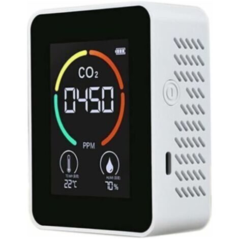 Détecteur de dioxyde de carbone CO2 pour la qualité de l'air, la température et l'humidité, mesure rapide du CO2, blanc