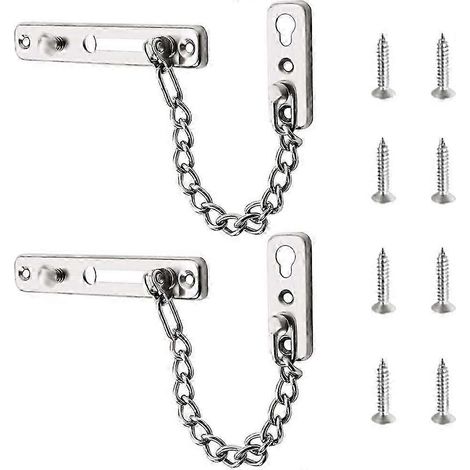 Chaîne de sécurité pour porte, lot de 2, en acier inoxydable, idéale pour les portes d'appartements et les portes en bois. (1/5)
