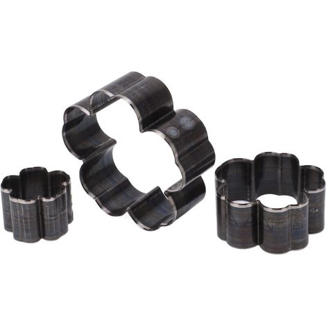 Set mit 3 blütenförmigen Lederschneidern aus legiertem Stahl – Präzisionsschneidwerkzeuge (1,2, 2 und 2,8 Zoll)