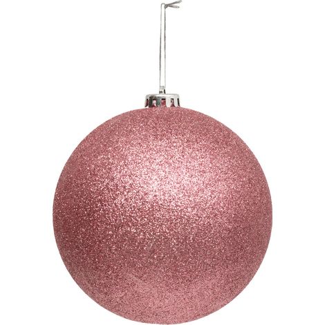 Déco Sapin Boule de Noël XL D 15 cm Rose pailleté - Feeric Christmas (1/2)