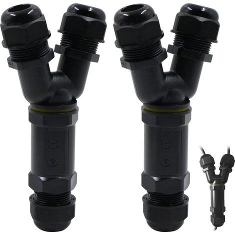 CCYKXA Waterproof Junction Box Cable Connector - Outdoor 3 Pole Branch Outdoor Distribution Lugs Earth Sleeve Y Sleeves Electrical Box Waterproof Cable Connectors - 2pcs, 10-14mm