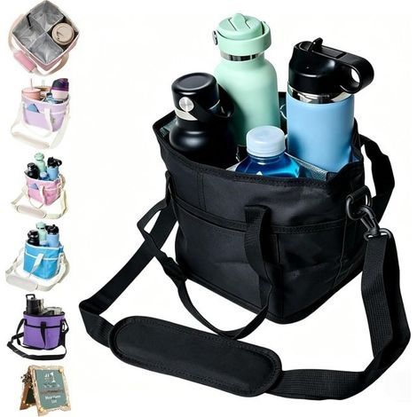 sac isotherme therme avec porte gobelets pour 4 bouteilles, bandoulière idéal le café thé au lait et (1/5)