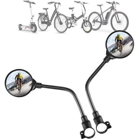 Rotatif Rétroviseur pour Vélo,Cyclisme Vélo Guidon Rétroviseur Miroir,360 Degrés Réglable Miroir Convexe de vélo,pour Le vélo de Route de Montagne Moto Bicyclette,1 Paire-