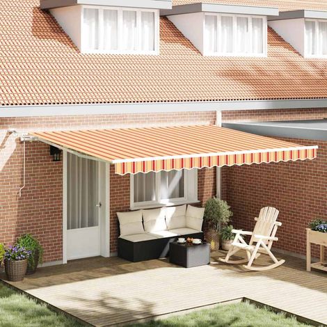 Store banne-Auvent Rétractable Jaune et Orange 450x300 cm (1/5)