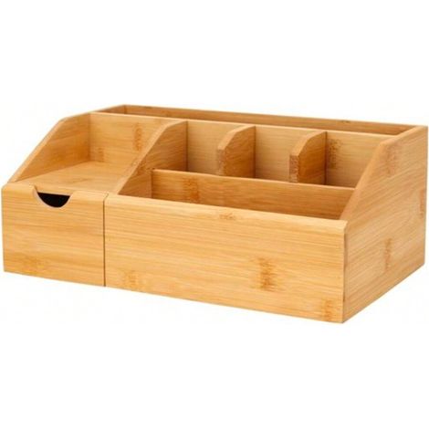 Porte-accessoires bambou pour salle de bain, étagère rangement naturel, bois écologique, 2 niveaux, robuste et stable, idéal cosmétiques et serviettes