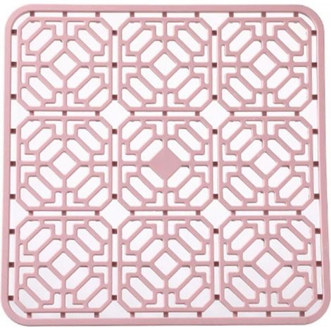 Tapis d'égouttoir en silicone, tapis d'évier en silicone, coussin d'isolation thermique en silicone pour comptoir de cuisine, rose (1/5)