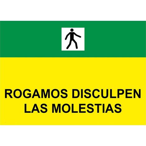 Señales viales de PVC Rogamos Disculpen Las Molestias, de texto y pictograma 500 x 700 mm SEKURECO (1/2)