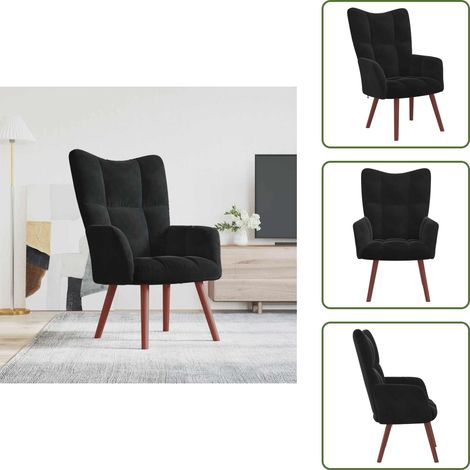 Relaxsessel Schwarz Samt - Sessel - Samt Sessel - Schwarzer Sessel - Wohnraum Dekoration - Lounge Sessel (1/5)