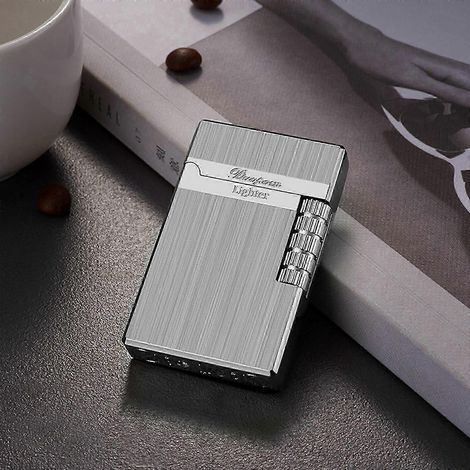 Briquet Langsheng en acier, gonflable, à flamme ouverte, avec disque de meulage latéral en métal, cadeau pour homme - ZZ1 (1/2)