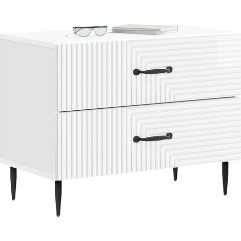 Maison Exclusive - Armadio da Notte con cassetto Bianco Lucido 62 x 34,5 x 47,5 cm