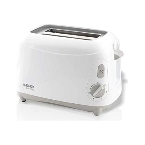HAEGER Geminy - Tostadora de Doble Compartimento 900W, 7 Posiciones de Tostado con Bandeja recogedora de Migas, diseño Simple y Funcional, para un Tostado eficiente. Acabado en Blanco (1/5)