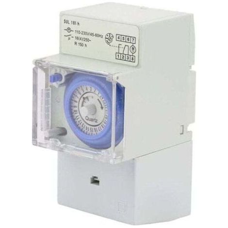 Horloge Modulaire, 110-230V SUL181H Interrupteur à Minuterie, Horloge Modulaire pour Chauffe Eau, Minuterie Mécanique Étanche Programmable 24H, pour éclairage équipement électrique de Domestiqu (1/4)