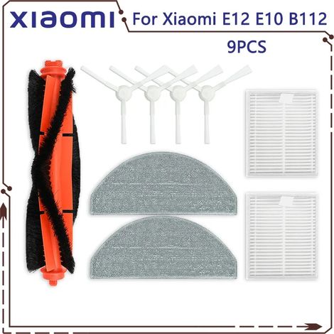 (9 pièces) Convient pour aspirateur robot S20 E12 E10 B112 : brosse principale, brosses latérales, lingette de nettoyage, filtre HEPA. Pièces de rechange pour aspirateur robot S20 E12 E10 B112. (1/4)
