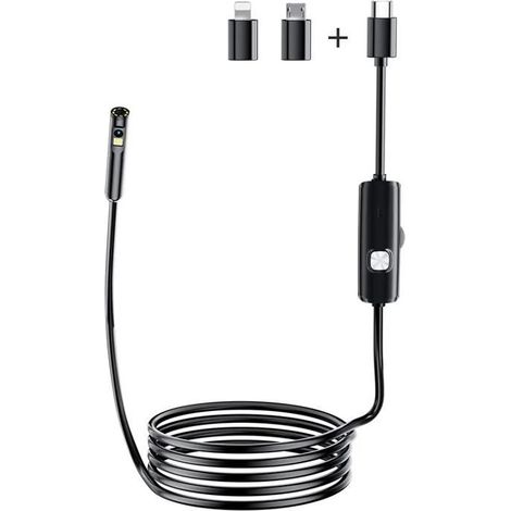 1 m Festverdrahtetes 8-mm-Doppellinsen-HD-Endoskop Typ-C für industrielle Telefoninspektion (mit 8-poligem Adapter + Mikrofon)