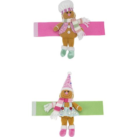 Juego de 2 alzapaños para cortinas con forma de hombre de jengibre, decoraciones navideñas de peluche en 3D para ventanas. (1/5)