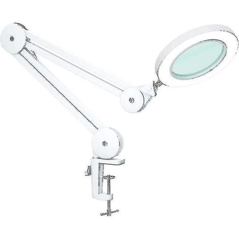 Ecleanfy - Lampe loupe LED, lampe de bureau, lampe cosmétique, lampe de travail à grossissement 5x avec lentille 1100 lumens, intensité variable, lumineuse, avec (1/3)