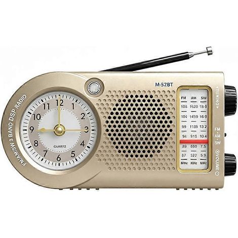 Mini Horloge Radios FM AM Récepteur Radio sans Fil Enceinte Bluetooth MP3 Lecteur de Musique Support Clé USB AUX (1/5)