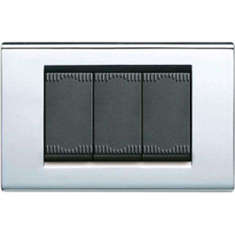 Placca in pressofusione cromo 3 moduli