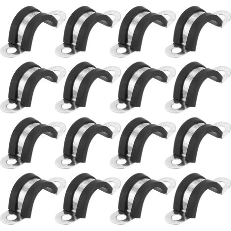 16Pcs 16mm/0.63 Pouce Colliers de Câble, Collier de Sangle en U en Acier Inoxydable 304 avec Coussin en Caoutchouc pour Tuyau, Fixation de Câblage (1/5)